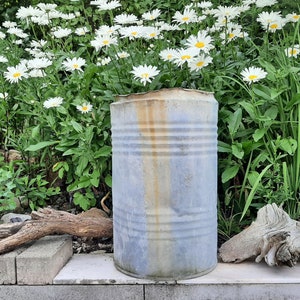 antique ZINC VESSEL*ZINC BARREL*antique zinc pot as flowerpot*plant pot*decorative vessel...antique zincware*garden decoration*farmhouse decoration
