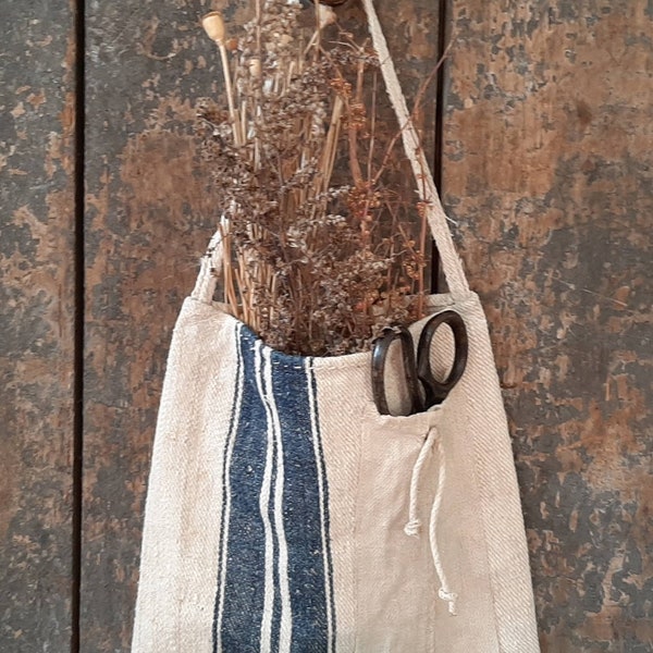 rustic "primitive" linen bag for utensils* Herbs*Sträuse.. primitive Grainsack pocket*antique Linen pocket*antique Farmhouse*KitchenDeco