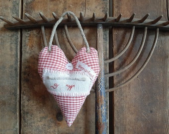 RARE ! HEART to hang up*fabric heart...high-quality handwork