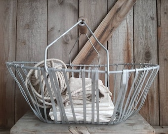 RARE! antique French*FARMERS BASKET*potato basket*harvest basket*vegetable basket*iron basket*metal basket