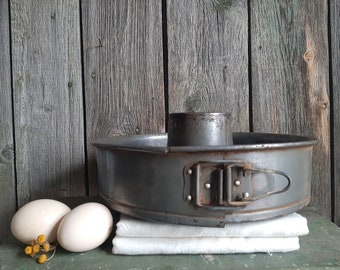 RARE ! Antique 3-part BAKING FORM*cake tin*spring form...antique baking utensils*kitchen utensils*antique zinc ware