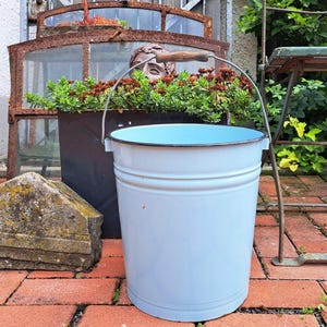 antique light blue-grey enamel bucket*water bucket*kitchen bucket