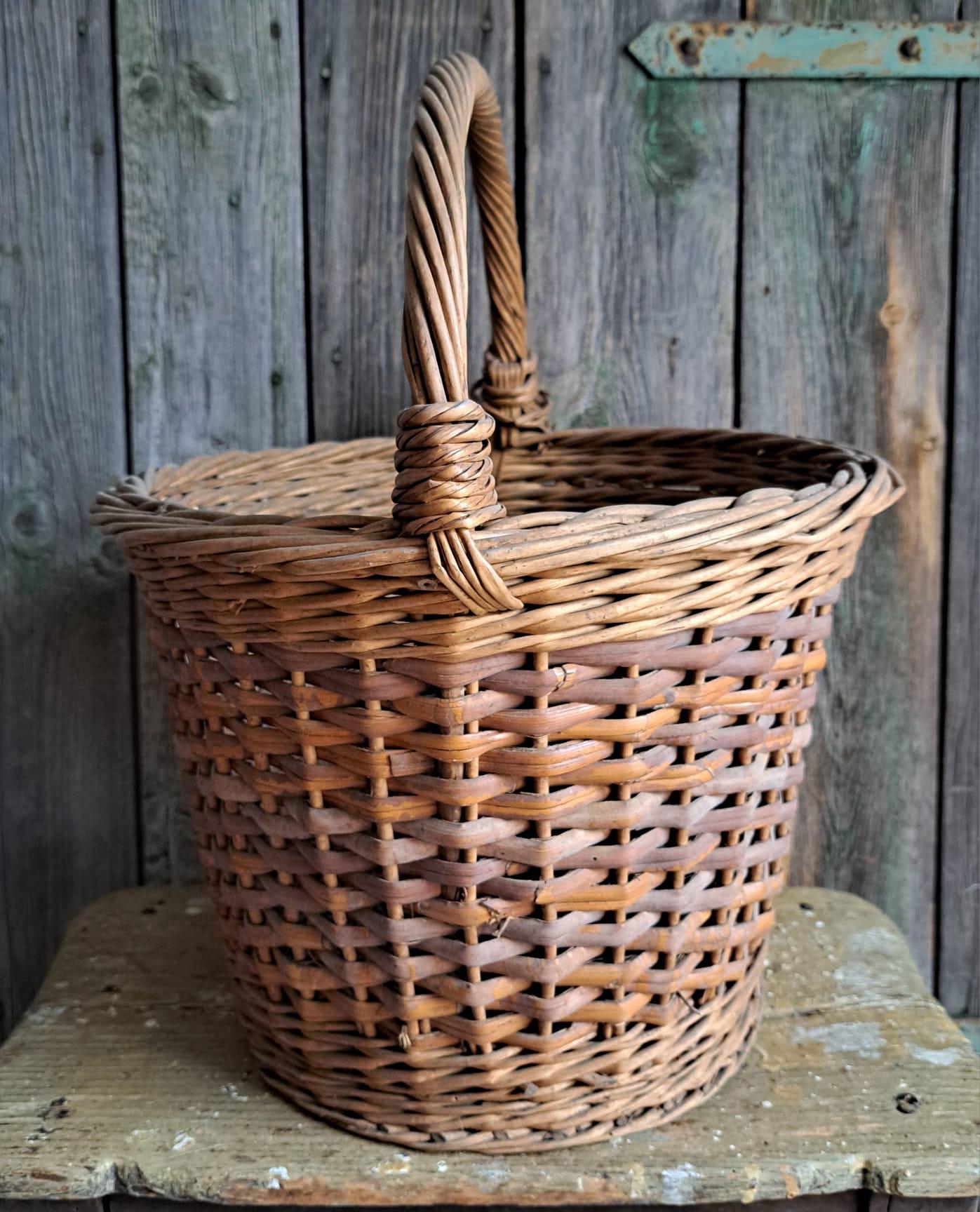 ❋Antique　Basket❋　希少 RARE! Antique Basket*farmer's Basket*wicker Basket*carrying Basket