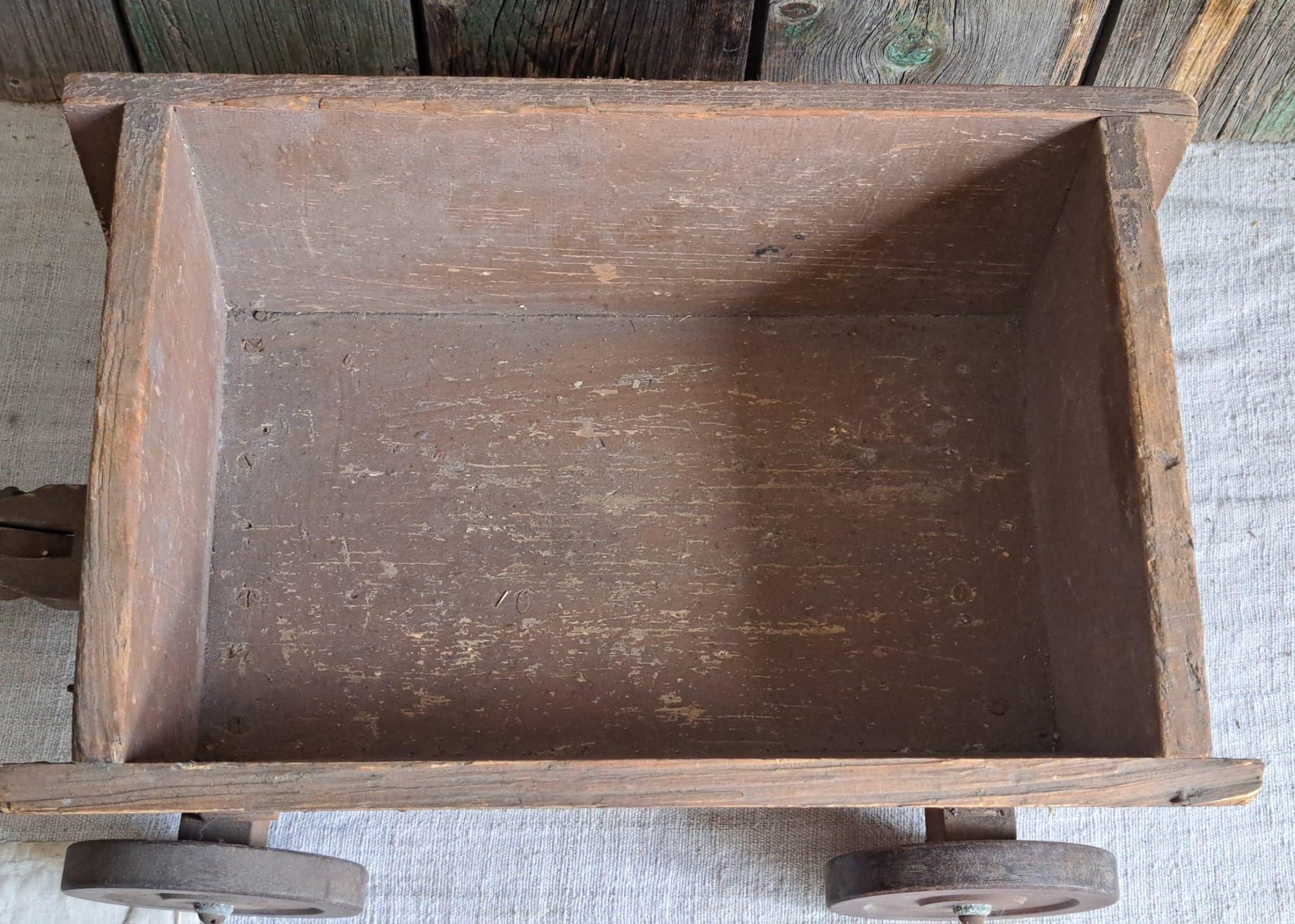 Ancien Jouet à Tirer En Bois – Charrette Avec Animaux – Wagon Vintage