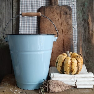 antiker kleiner EMAILLEIMER*Eimer*Wassereimer*Kücheneimer*Garteneimer...Gartendeko*Herbstdeko*Vintage Deko*Farmhouse Deko