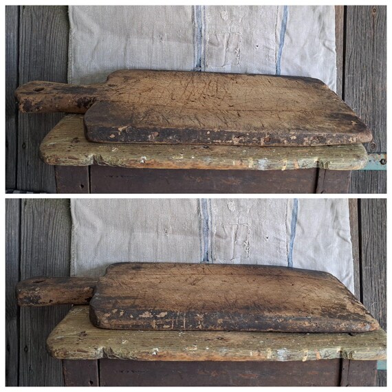 Ancien Plateau à Fromages En Bois Rectangulaire Avec Poignée - Vintage Cuisine