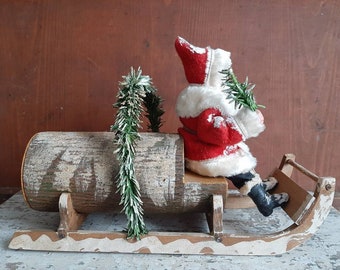 .RAR! antique Santa Claus*antique Santa Claus*antique Sante Claus candy container*antique Santa Claus on the sled with & Handy container