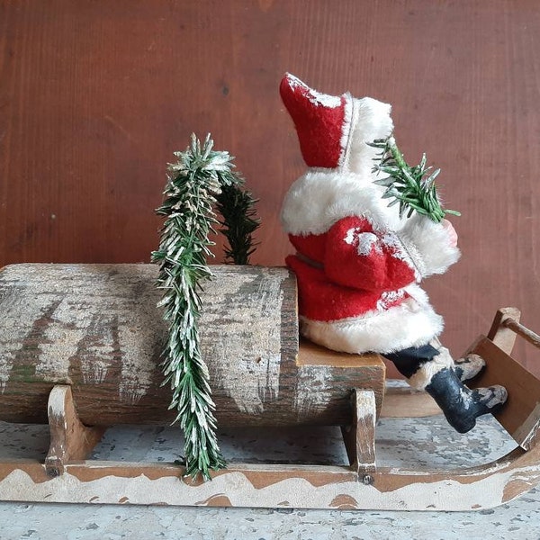 RAR ! antiker Weihnachtsmann*antique Santa Claus*antique Sante Claus candy container*antique Santa Claus on the sled with & Handy container