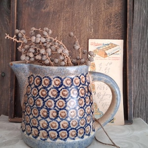 Raro! Antica brocca per il latte Bunzlau*Brocca in gres da contadino con decorazione a occhio di pavone