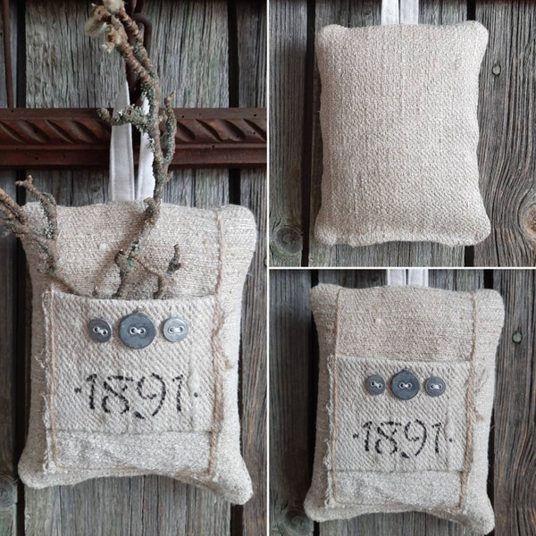 1 antique linen lavender pillow*old grainsack lavender pillow*Provence lavender pillow*handmade lavender linen pillow*lavender linen sack