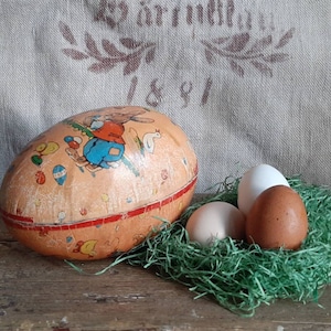 RARE! antique EASTER EGG*ABUNDANCEI*Candy container made of cardboard*Easter decoration*antique Easter egg.. antique Farmhouse Deco*antique Easter Deco