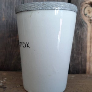 RARE antique KNORROX STORAGE VESSEL for stirring beef broth made of porcelain / iron stone image 5