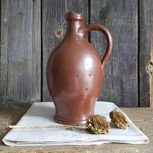 Rar! antique small stoneware bottle*clay bottle*water jug*vinegar & oil jug*antique stoneware pot*antique farmer's pot... old Farmer Deco