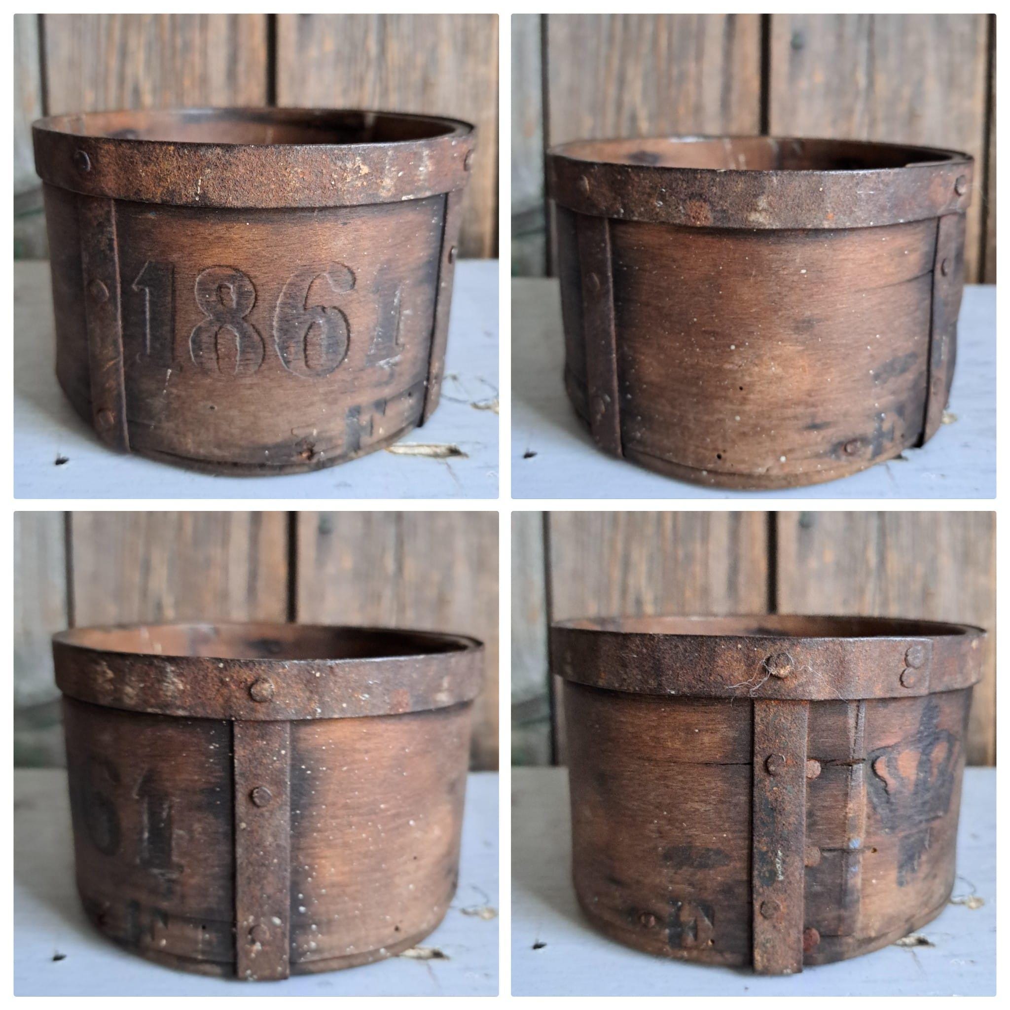 1861年製の希少な発見！アンティークの小さな穀物計量器*農場で使われ