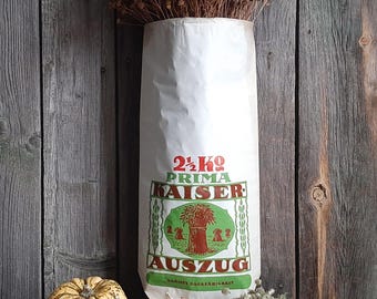 RARE! antique merchant&#39;s bag FLOUR BAG*paper bag*advertising bag*bag from grocery store