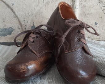 RARE! chaussures Français antiques pour enfants*chaussures en cuir pour enfants...chaussures en cuir faites à la main