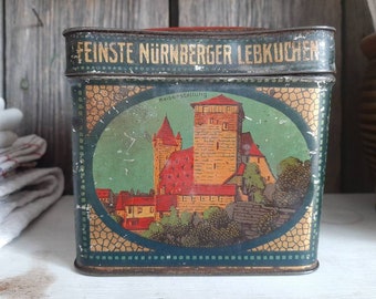 RARE ! antique NUREMBERGER GINGERBREAD BOX*Metal box for gingerbread ... Christmas decoration