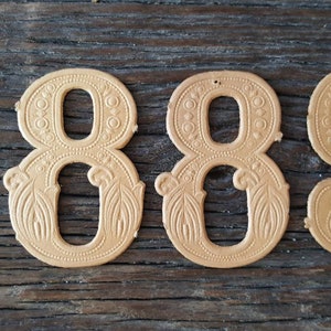 .RAR! 4 antique numerals DRESDNER PAPPE*Number ornaments*Year made of original Dresden cardboard*Dresden cardboard ornaments