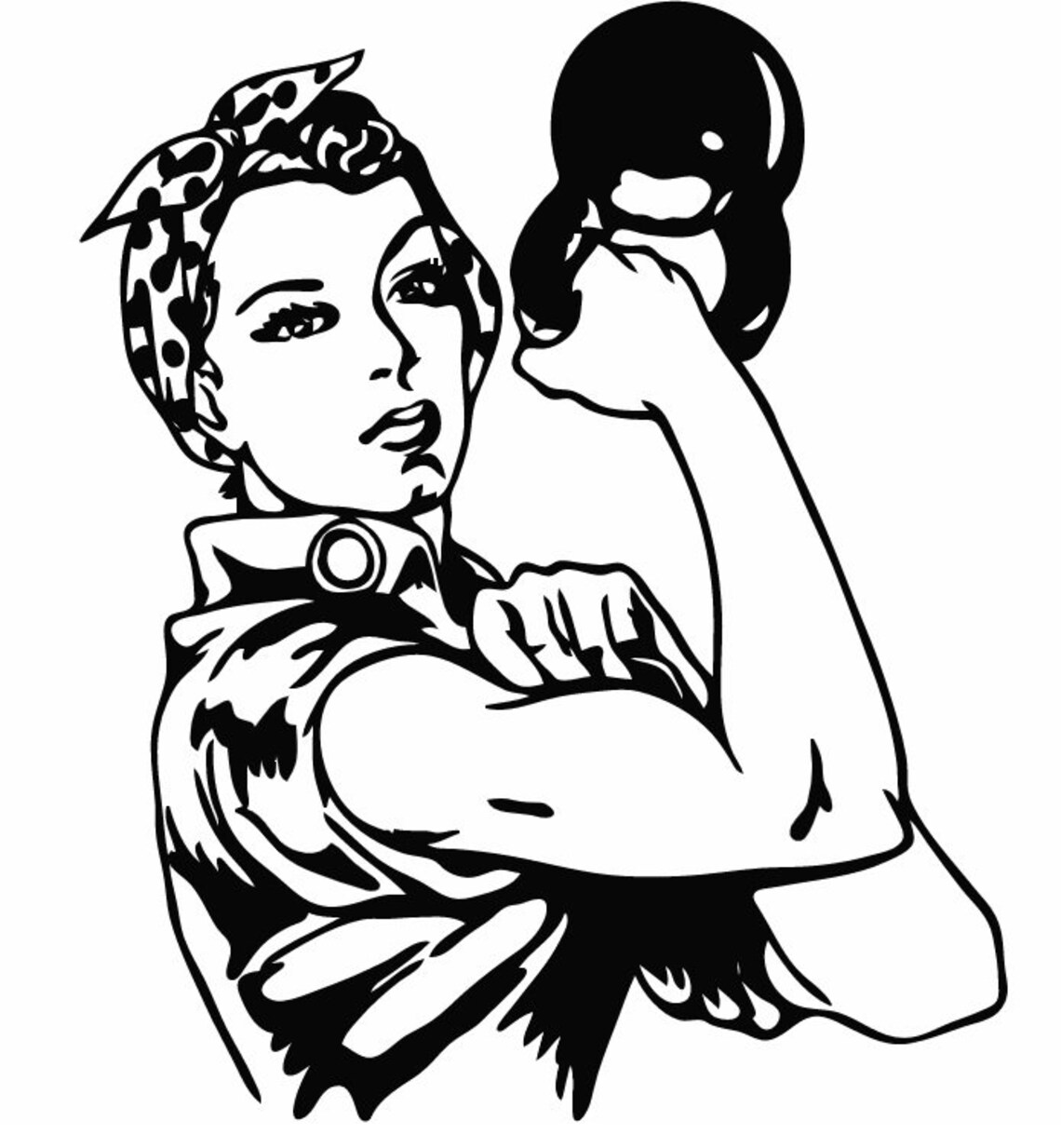 SVG Rosie the Riveter With Kettlebell, Instant Download SVG File Etsy