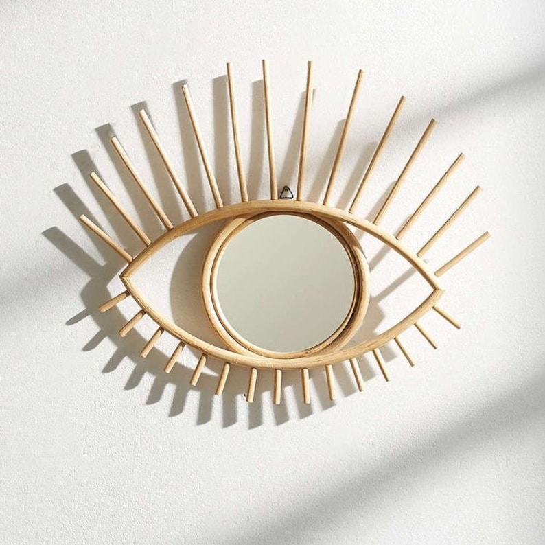 Natural Rattan Eye Mirror Wall Hanging FREE Shipping Etsy