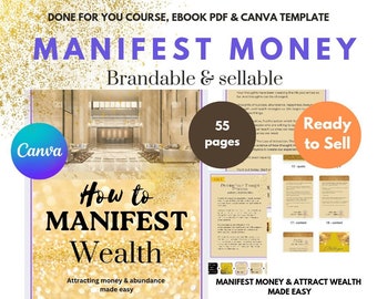 Manifest money, done for you course, canva, digital manifestation planner,  manifest wealth, financial freedom made easy, finance coach