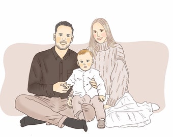 Regalo personalizzato per la festa del papà, Illustrazione personalizzata, Ritratto personalizzato, Ritratto personalizzato, regalo personalizzato, ritratto di famiglia, regalo per papà