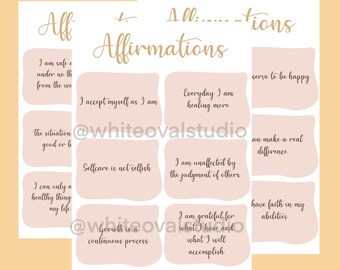 Affirmation cards printable, journal, planner printable, anxiety management, wellbeing, selfcare printable , confidence, manifest, exams
