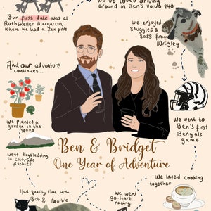 Unique couple gift, engagement gift , couple journey illustration, couple journey, wedding gift, anniversary, relationship timeline drawing image 5