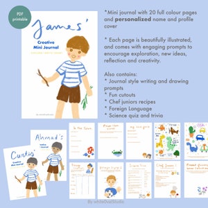 diario personalizado imprimible, hojas de actividades, libro de trabajo, actividad de educación en el hogar, diario de niños, libro personalizado, actividad de bloqueo