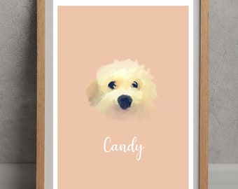 Pet portrait hand drawn, watercolour pet portrait, pet painting from photo, personalized pet drawing, pet grief portrait, gift for pet