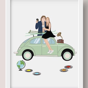 Salve o cartão de data, retrato personalizado, presente de aniversário, presente para professor, presente de aniversário, presente para casal, presente de casamento