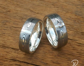 Wedding rings made of Damascus steel, wedding rings, damask rings made from 100% handmade