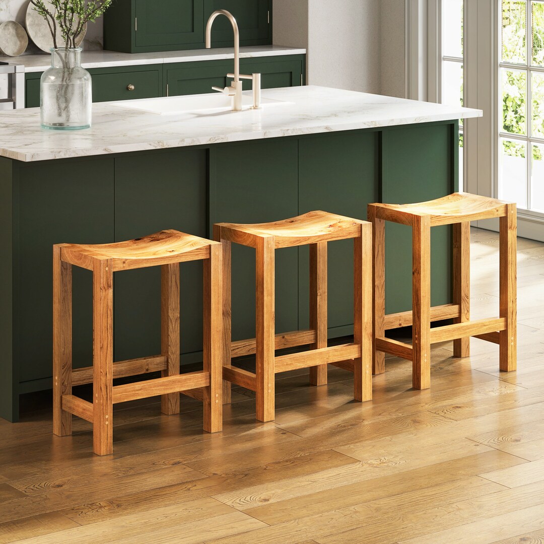 Dearborn Solid Wood Barstool Counter Stool Custom Colors Etsy