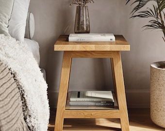 Stillwater Wooden End Table - Side Table - Solid Wood Nightstand - Knotty Alder - Contemporary