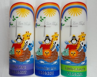 Christening candle Noah's Ark