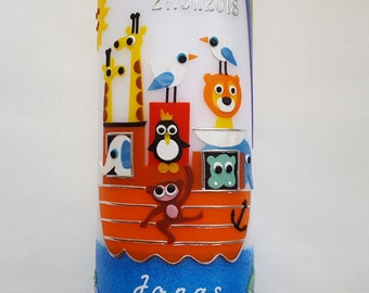 Christening candle Noah's Ark