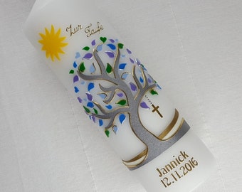 Baptismal candle Tree of Life, incl. inscription