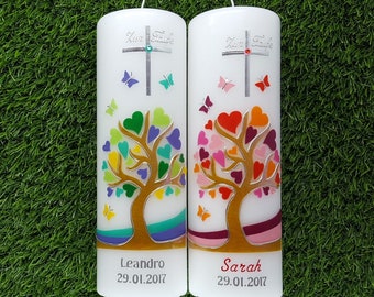 Baptismal Candle Tree of Life - Gemini