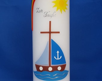 Christening candle sailboat