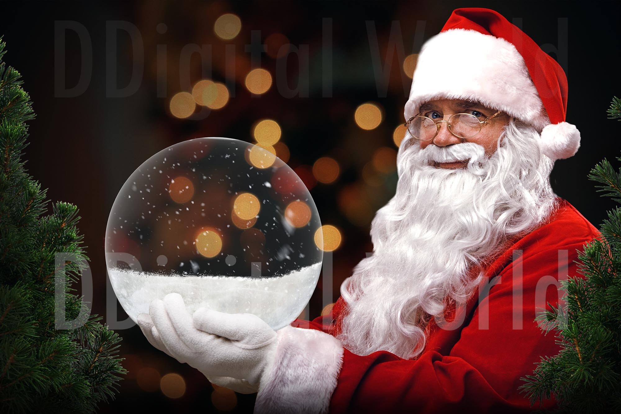 Christmas Snow Globe Digital Backdrop Santa Snow Globe Etsy