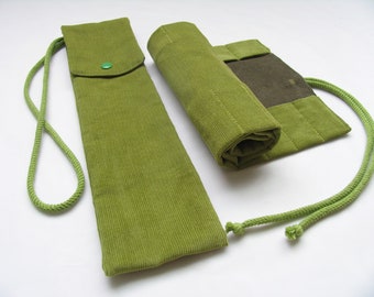 Stiftemäppchen + Flute Bag Green Cord 64