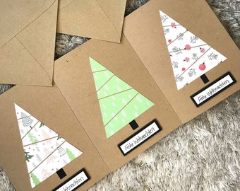 Set of 3 handmade Christmas cards