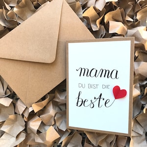Mama du bist die Beste Karte zum Geburtstag Muttertag oder als Geschenk handgemacht
