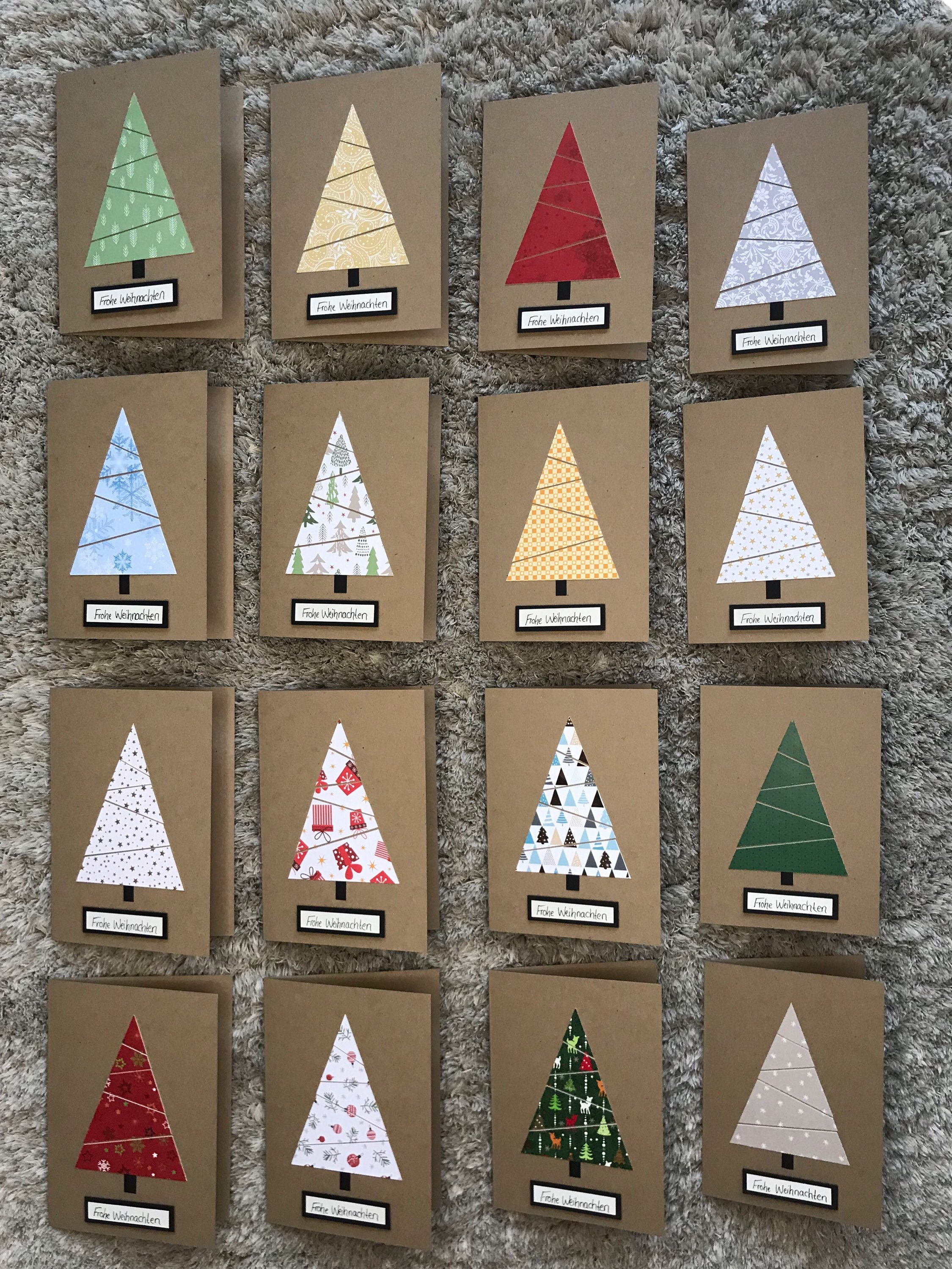 15 Weihnachtskarten mit Umschlag Set Grußkarten Weihnachten Tannenbaum