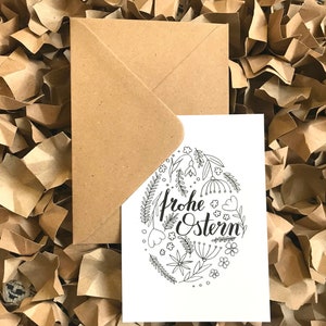 5er Set Osterkarten handgemacht Osterei Postkarte frohe Ostern
