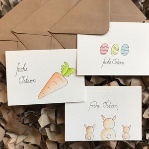 3er Set Osterkarten handgemacht aquarell Ostergeschenke