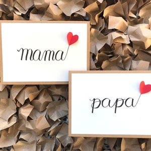 handgemachte Mama oder Papa Karte zum Geburtstag Vatertag Muttertag oder als Geschenk aus Kraftpapier