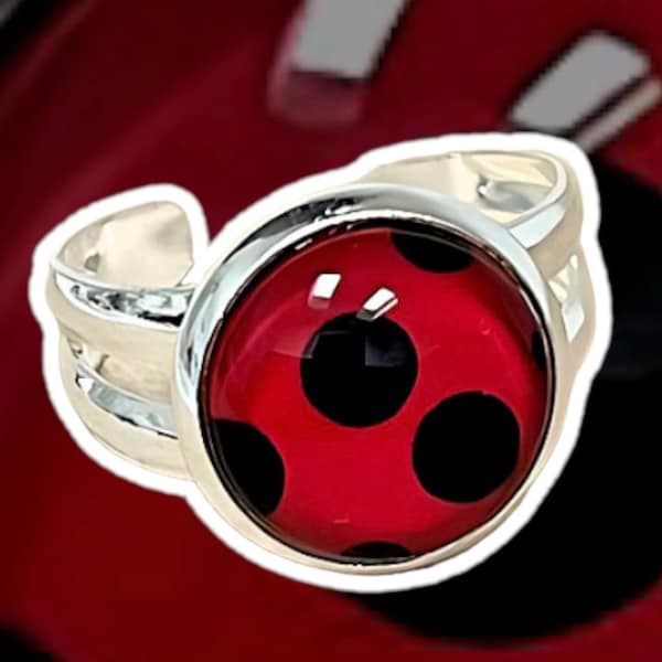 Bague enfant Coccinelle réglable 10 mm