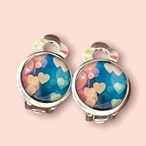 Ear clips or studs hearts 10 mm