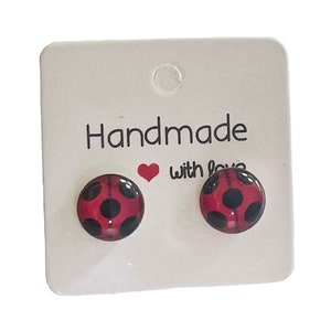 Stud earrings Ladybug stainless steel 10 mm